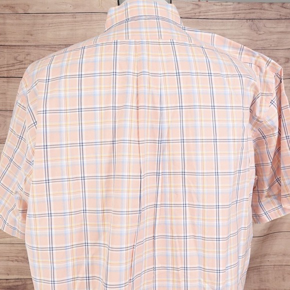DANIEL CREMIEUX COLLECTION CLASSIC FIT SHORT SLEEVE PEACH BUTTON UP SHIRT SZ L - Picture 5 of 6
